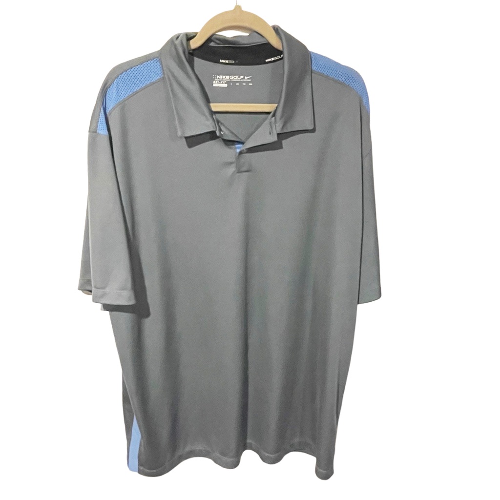 Nike Mens Xxl Golf DriFit Gray Short Sleeve Golf Polo Golf Short Sleeve Shirt